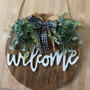 Front door Welcome sign